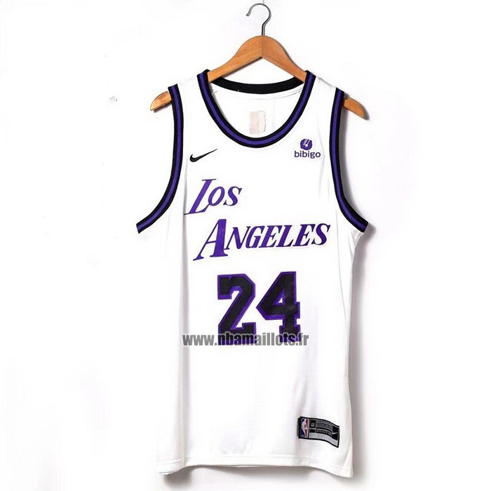 Maillot Los Angeles Lakers Kobe Bryant NO 24 Ville 2022-23 Blanc